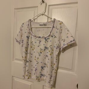 Fashion Bug White Floral Short Sleeve Top